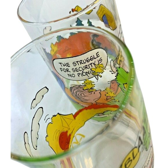 Two McDonalds ORIGINAL 1970S Peanuts Camp Snoopy Collection Glasses Charlie Brow - Picture 10 of 12
